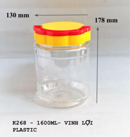 HỦ NẮP HOA MAI CÓ QUAI - 1600ML TRÒN
