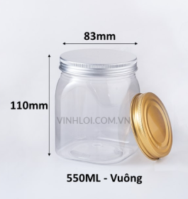 Hủ vuông nắp nhôm 550ML