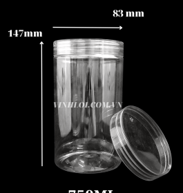 Hủ 750ML nắp nhựa thủy tinh