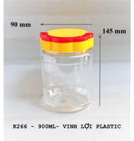Hủ nắp hoa mai có quai - 900ML Tròn